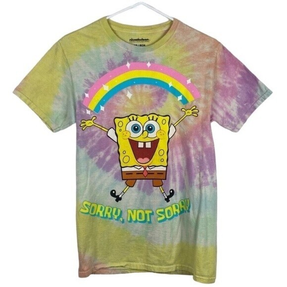 Nickelodeon SpongeBob SquarePants Sorry Not Sorry T-Shirt Adult XS Colorful - Picture 1 of 8